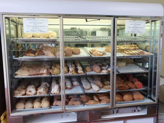 Pastry and bread display.