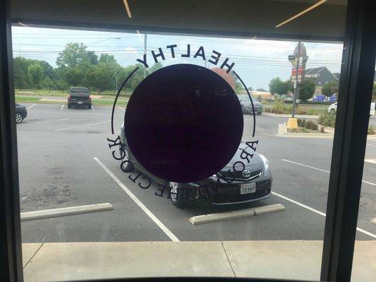 View from the treadmill, and the parking lot