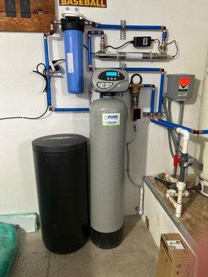 Whole house water filter and softener