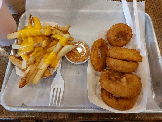 Cheese Fries and Onion Rings