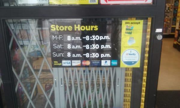 Updated store hours