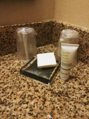 Just bar soap and lotion .