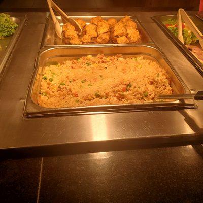 Stuffed mushroom and fried rice