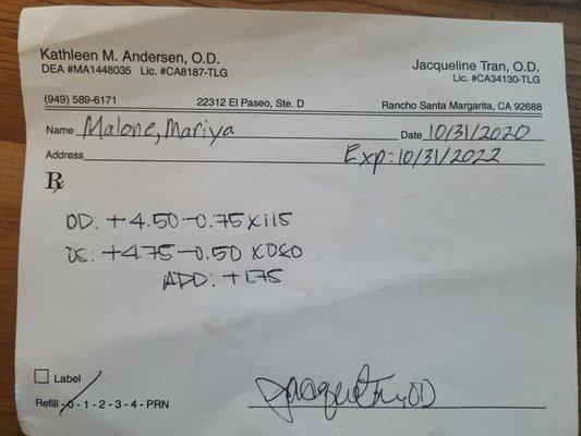 Here is the name of that other doctor, Jacqueline Tran and how badly she over prescribed me.