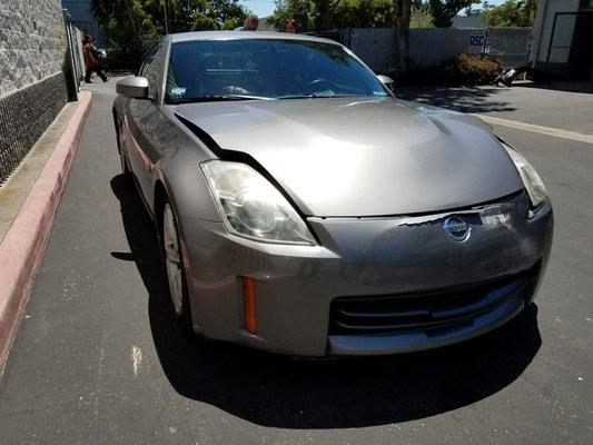 The crushed Nissan 350z..totalled