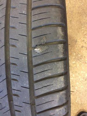 Non repairable area no unless you section the tire at a tire retreader.