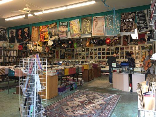 Cozy record shop.