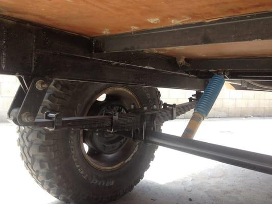 Deaver made these custom  Leaf Springs, Shackles, Axel, and  Shock Mounts to make this Trailer 100% Off Road Ready!