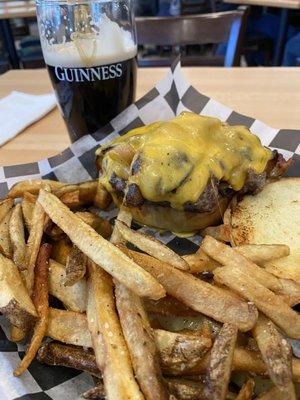 Guinness Burger and regular French Fries