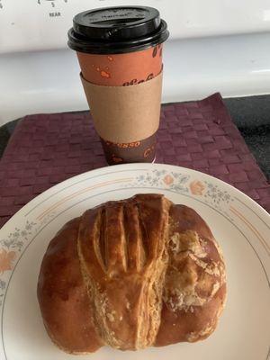 Sausage and Cheese Croissant with Hot Large Size Black Coffee.