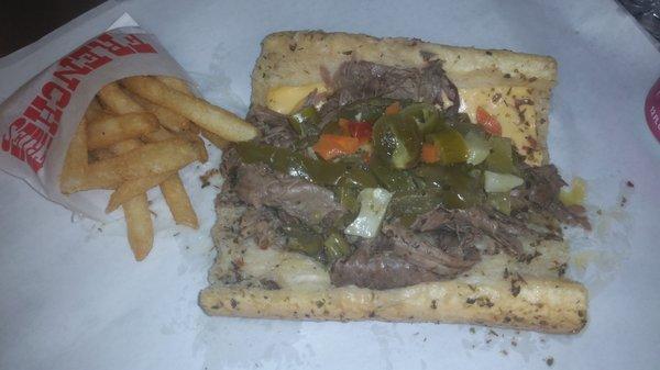 Italian Beef w/american cheese and fries!