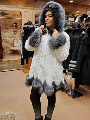 White mink with silver fox