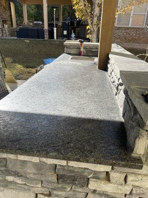 granite countertops installed in outdoor kitchen