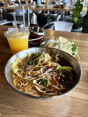 Bun Bo Hue and Orange Juice