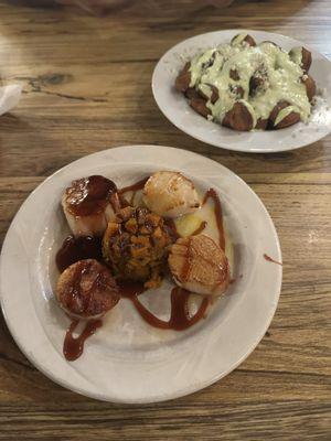 Scallops and Deep Fried Brussels