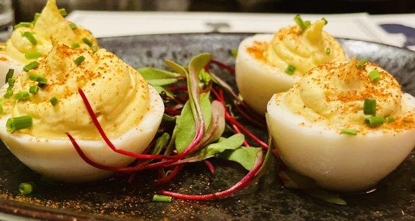 Deviled eggs without bacon and Prosciutto