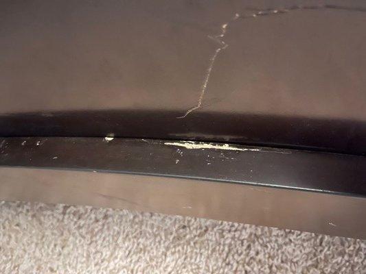 Damage to bed  by roadrunner movers