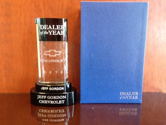 Jeff Gordon Chevrolet GM Dealer Of The Year Award Winner