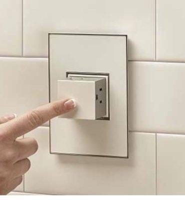 Wall outlets that go into the wall when not in use leaving a clean appearance or "pop out" with a touch when a plug is needed.