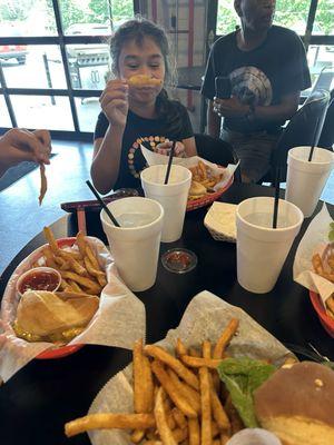 My kids enjoying the French fries