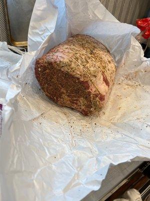 Prime Rib ready getting ready for Christmas Day