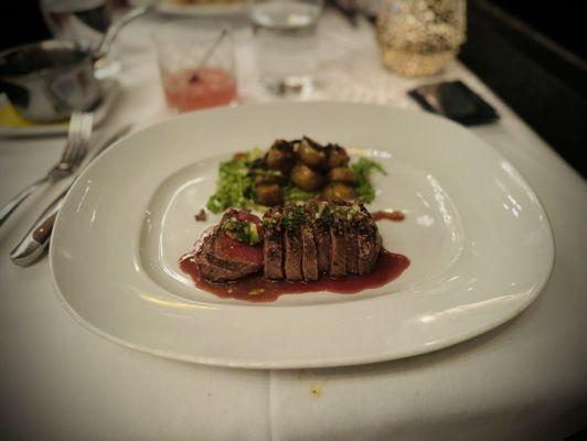 Lamb loin with potato and mint chimichurri