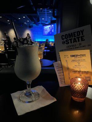 Delicious Grasshopper and good comedy!