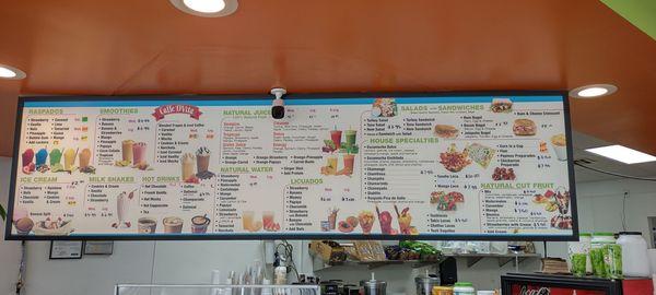 Quite a big menu with a variety of drinks, fruit cups and food