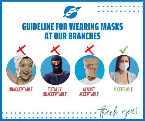 Guideline for wearing mask at our branches.