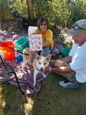 Paw painting at Yappy Hour.