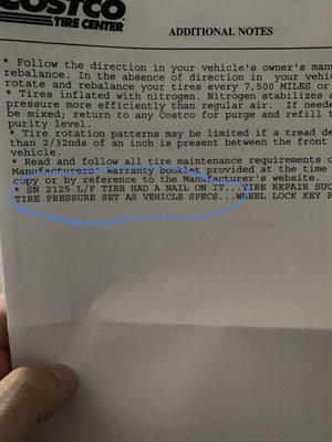 Pentagon City Costco Tire Center found a nail in my tire and fixed it for free. Will never buy tires anywhere else.