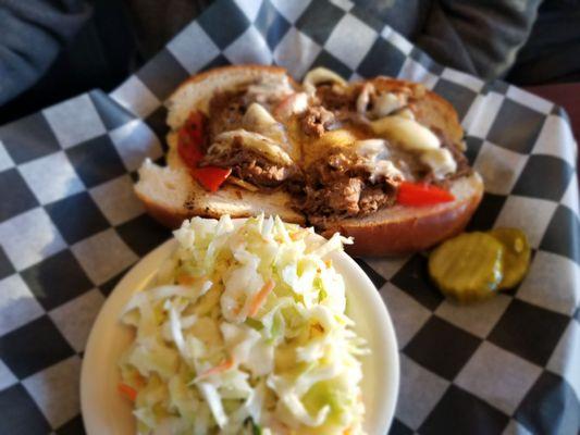 Steak & cheese with slaw side