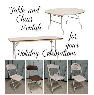 Table, chair and linen rentals for all your celebrations