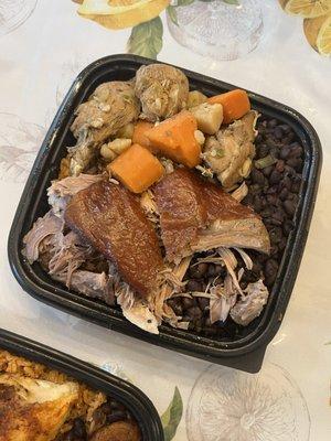 Pernil and stewed chicken