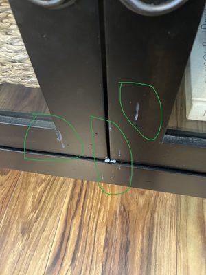 Damage to TV console caused by installers