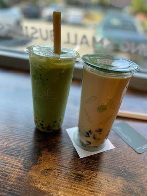 Mango matcha and Hokkaido milk tea