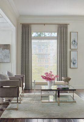 Design Studio® Drapery Panels paired with sheer Silhouette® Window Shades offer all the options for lighting, privacy and style.