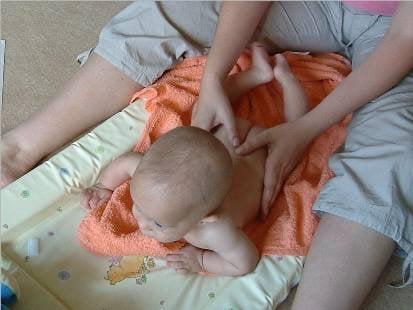 Infant massage instructions for parents and caretakers.