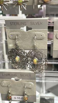 Opal sterling silver earrings