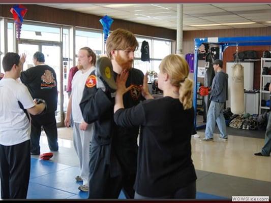 Photo from one of our in house self defense seminars. We teach seminars on location and at our school.