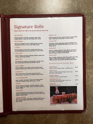 Menu Signature Rolls