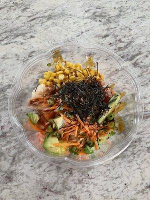 Poke bowl - 2 proteins and barely over half full.  It was delicious though!