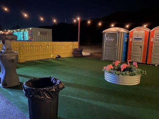 Porta potties and porta hand washing stations