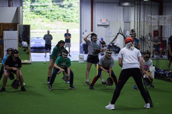 We offer softball training and team training. Sara (pictured) is our head softball coordinator.