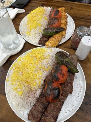 Koobideh and chicken kabobs