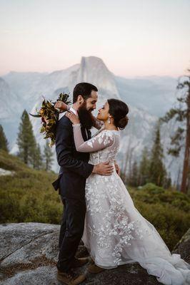 Bride & groom at Glacier Point