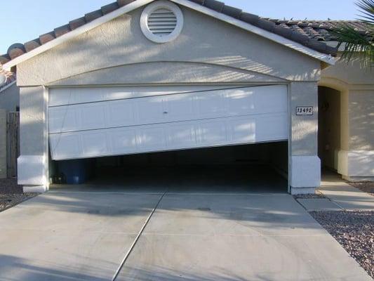 Garage door off track. We can fix this quickly