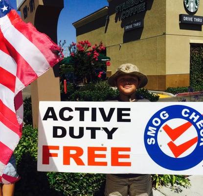 Free Smog Check for our Active Military and Veterans.