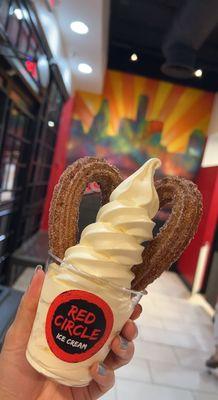 Vanilla soft serve with churros