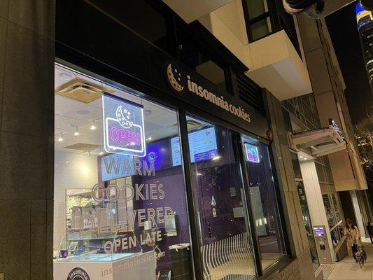 Exterior of Insomnia Cookies in San Francisco's Rincon Hill.